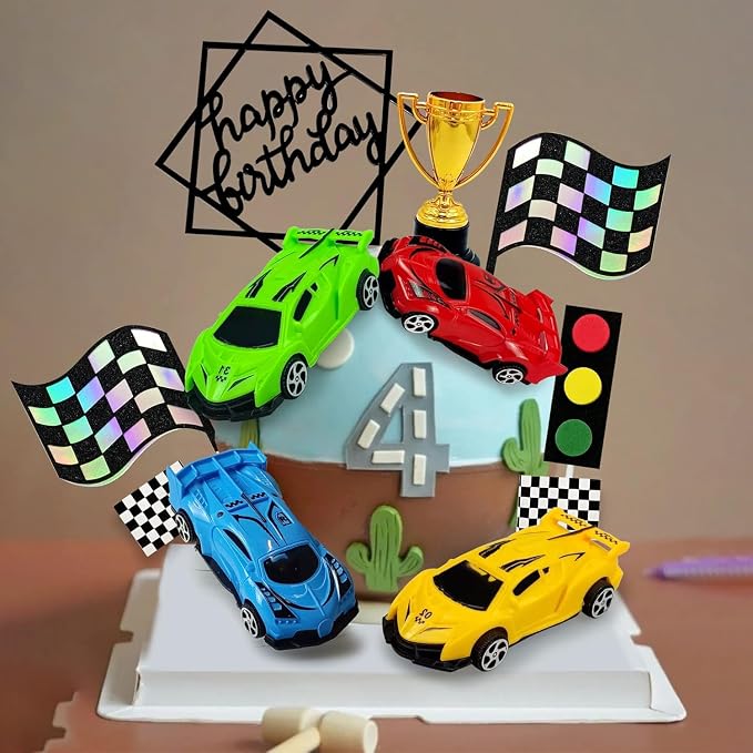 Racing Car Cake Decoration Racing Car Cake Topper Racing Car Birthday Cake Decorations Racing Car Party Favors for Racing Car Theme Birthday Supplies Race Car Party Supplies