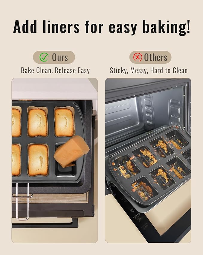 Bake Choice 100 Pcs Mini Loaf Pan Liners Compatible with Wilton Mini Loaf Pan, Natural Parchment Paper Cupcake Liners, Petite Loaf Baking Cups for Cupcake, Muffin, Brownies, 3.15 * 1.97 * 1.57inch