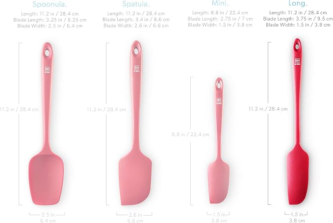 DI ORO Jar Spatula Silicone - Jar Scraper Long Handle for Cooking & Baking - Heat-Resistant Silicone Kitchen Spatula for Cake & Blenders - Nonstick Cookware Safe Utensil - Dishwasher Safe (Red)