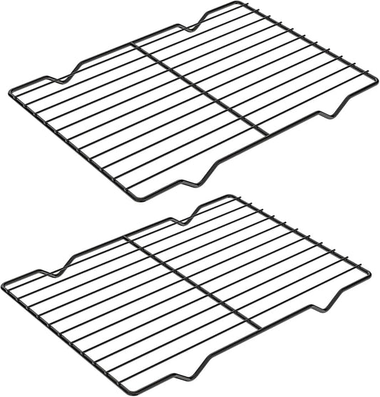 Adorila 2 Pack Cooling Rack for Baking, 8.3" x 11.4" Stainless Steel Grill Rack, Small Grid Baking Rack for Baking Cooking Roasting Oven (Black)
