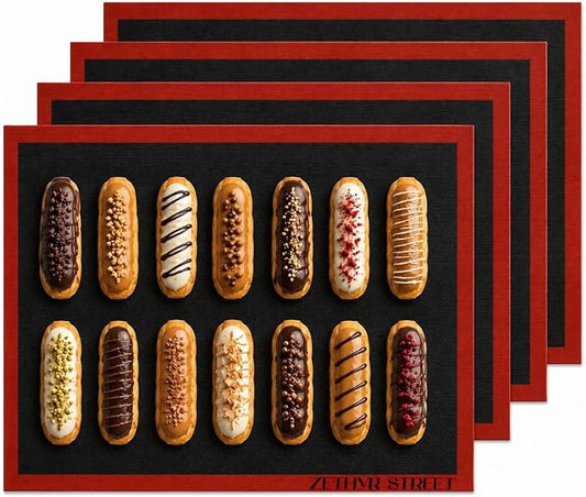 Perforated Silicone Baking Mats for Half Sheet Pan 11x16in, Eclair Silicone Baking Mat, Nonstick Reusable Breathable Air Mat, Heat Resistant, Pack of 4