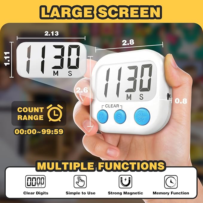 Classroom Timers for Teachers Kids Large Magnetic Digital Timer Teacher Supplies 2 Pack-Blue White