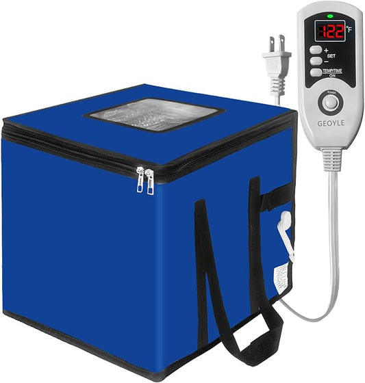 Folding Dough Proofing Box, Sourdough Starter with Temp Control (0-122℉) & 96H Timer, 20L Bread Proofing Box for Sourdough, Pizza, Yogurt, Seed Starting,Blue 10.6 * 10.6 * 10.6inch