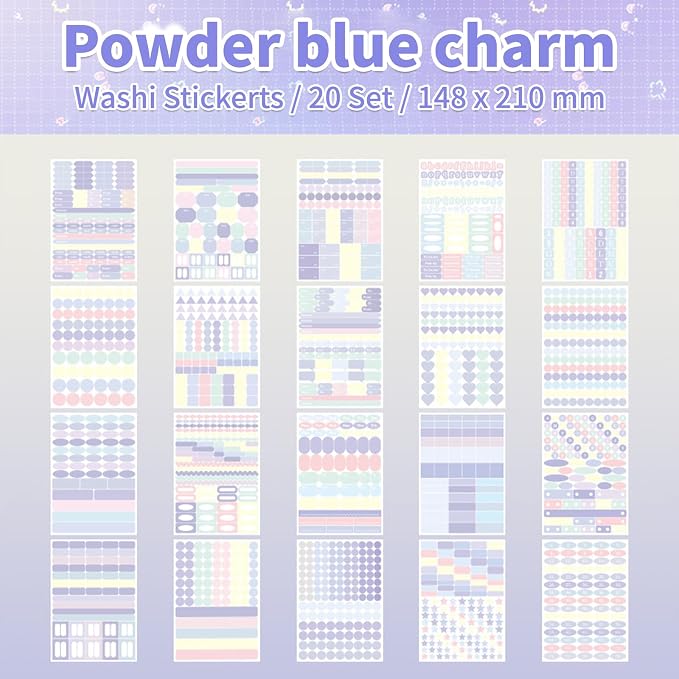 Charm Label Sticker Scrapbooking Supplies for Junk Journal, 20 Sheets Stickers - Ephemera Stickers Book(TZ-012-001)