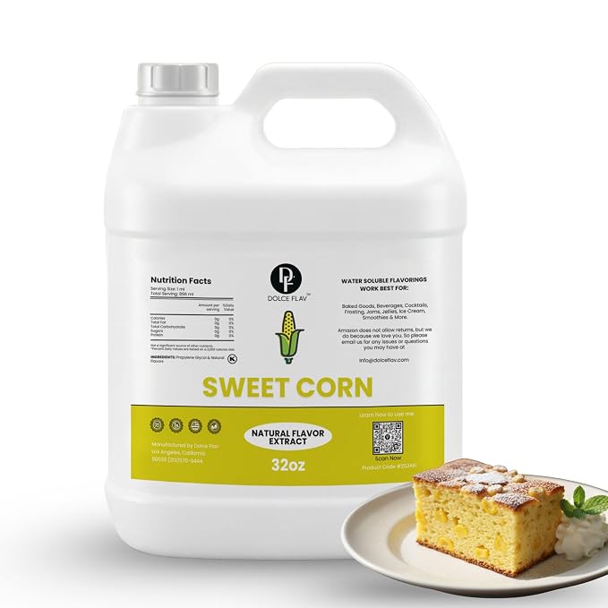 Dolce Flav Sweet Corn Flavoring 32 oz – Bulk Corn Extract for Ice Cream Shops, Snack Manufacturing & Foodservice