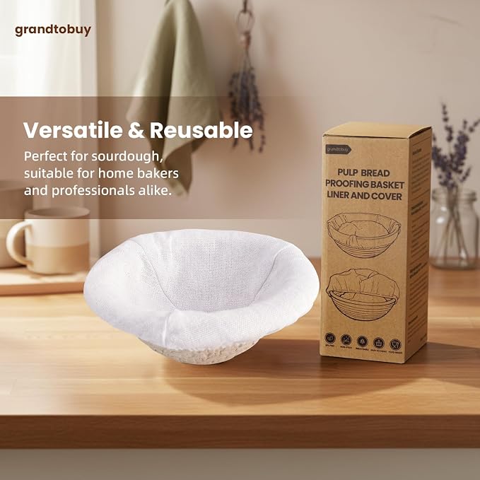 10-Pack Elastic Bread Proofing Basket Covers - Premium Linen & Cotton Liners for 5-Inch Round Baskets, Non-Stick, Breathable Fermentation Cloth for Sourdough & Artisan Baking