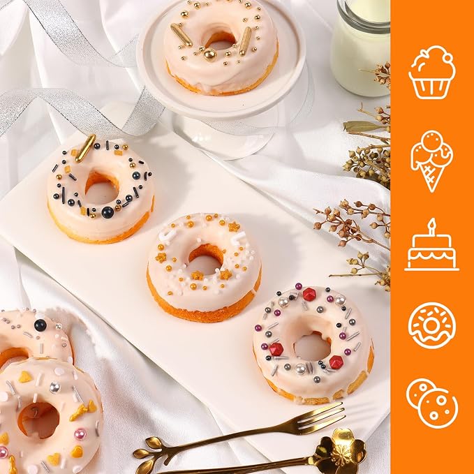 Sprinkles for Cake Decorating, Cupcake, Cookies, Ice Cream Topper, 6 Packs Gold Pearls, Silver Luxury of assorted Sprinkles for Cake Baking, Perfect For Birthdays, Wedding