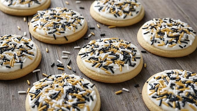 NCS New Orleans Game Day Black, White & Gold Jimmies Edible Sprinkles – Cupcake, Cake & Cookie Decorations, 7 oz