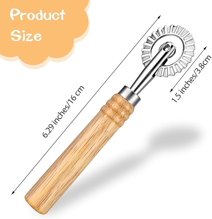 Bewudy Pastry Cutter Wheel, Professional Pasta Maker Cutter Wheel with Roller, Zinc Alloy Dumpling Lace Dough Noodle Ravioli Pizza Making Cutter for Kitchen