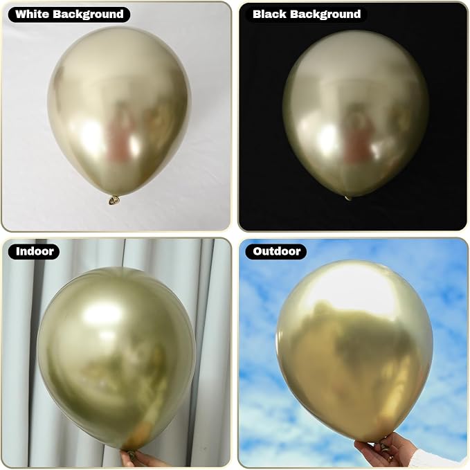 Jobkoo Metallic Gold Balloons, 50Pcs 10Inch Light Gold Chrome Balloons Champagne Gold Party Balloons Golden Helium Latex Balloon for Birthday Valentines Day Anniversary Boho Wedding Party Decorations