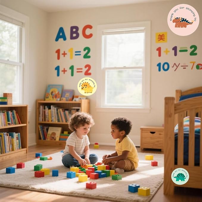 500Pcs Dinosaur Stickers for Kids Boy Teacher Round Animal Children Reward Roll Thank You for Stomping by Sticker School Supplies Incentive Potty Training Stickers for School Classroom Home (Dinosaur)