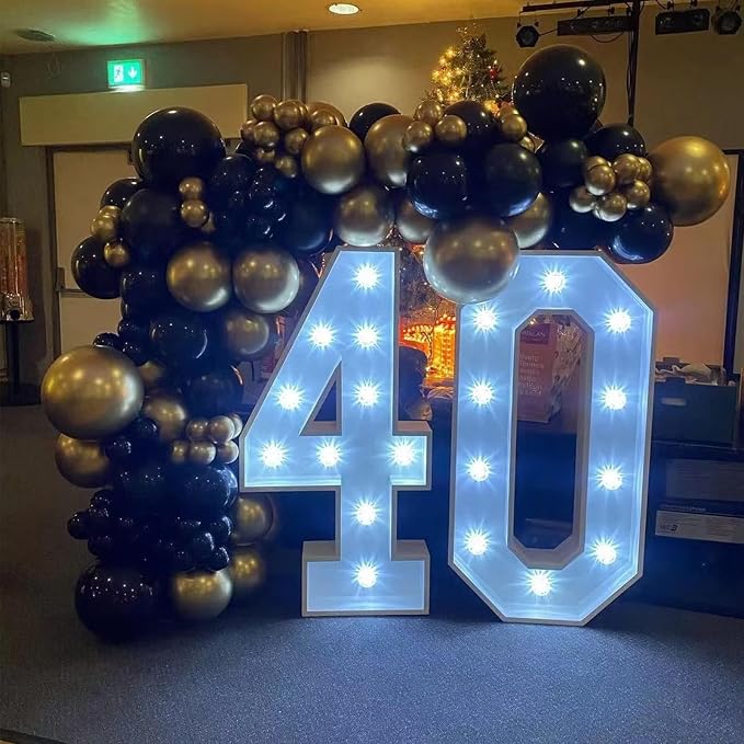 Black and Gold Balloon Garland Kit, Metallic Gold and Black Balloon Arch Kit, Black and Gold Balloons Different Sizes 18/12/10/5 inch for Graduation Birthday Anniversary Bachelorette Party Decorations
