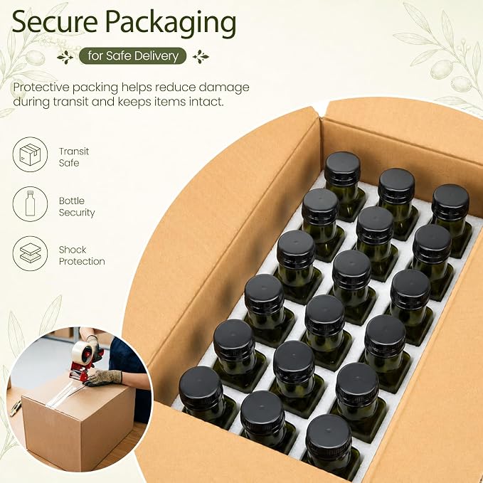 TBWIND 18 Pack 3.5oz (100ml) Olive Oil Bottles with Airtight Caps | Includes Shrink Bands, Labels & Funnels; Ideal for Vanilla Extract, Tinctures, Limoncello, Syrups & Gift Giving