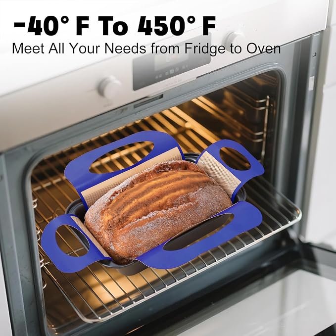 Loaf Pan with Liners Set: 2-Pack Nonstick 9 x 5 Inch Bread Pan and Loaf Liners for Homemade Oven Baking - Rectangular Baking Tray for Kitchen Home Baker Make Sourdough Banana Sandwich Bread(Blue)