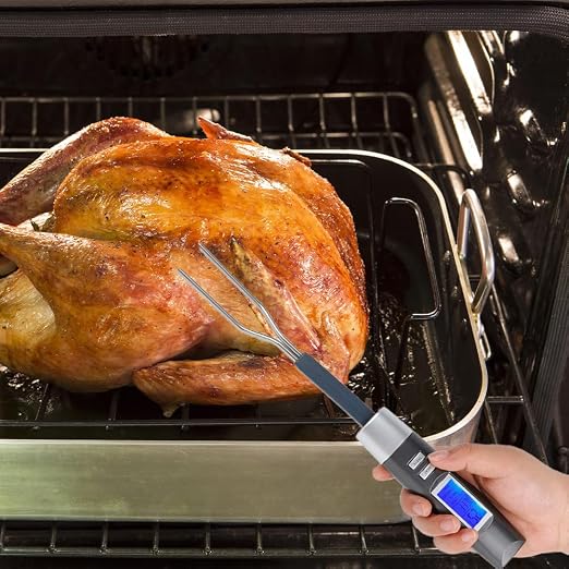 Digital Meat Thermometer Fork - 13.7" Instant Read BBQ Thermometer Fork | with LCD Display,Accurate Fast Reading Grill Fork for Kitchen Cooking,Turkey & Outdoor Grilling