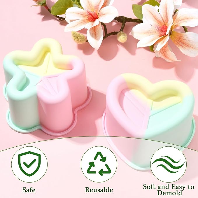 Ipotkitt Heart and Star Shape Cake Baking Silicone Molds Dessert Food Baking Tool Molds for Cake Chocolate Jelly Ice Candy Crafts, 2pcs, 2 Styles