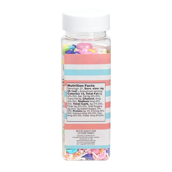Moon & Stars Sprinkle Mix White, Blue, Yellow, Pink, Purple, Green, Orange 4.4 oz, Sprinkles For Cake Decorating, Baking, Ice Cream & More, The Hampton Candy Company