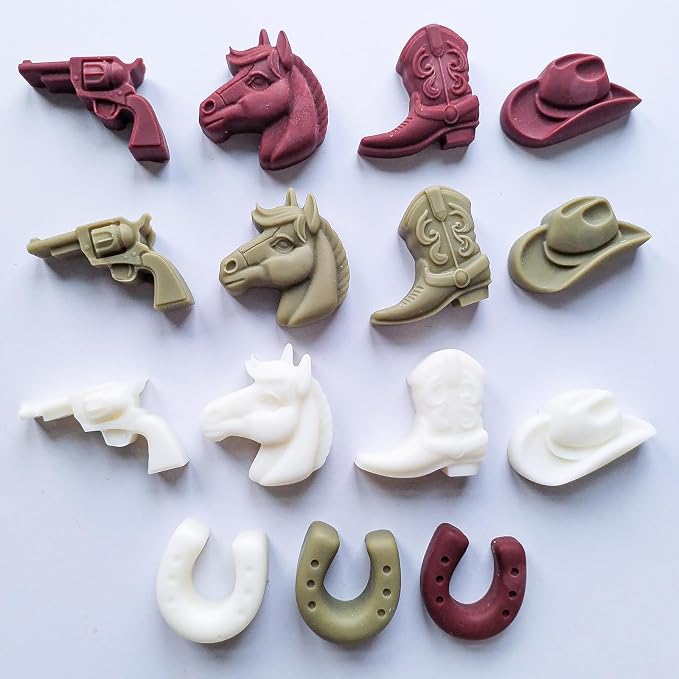 2 Pack Cowboy Chocolate Molds, Western Themed Silicone Fondant Jelly Cupcake Cake Decoration Molds, Unique Cowboy Hat Boot Horse Shape Candle Soap Wax Epoxy Resin Mold for Crafts Baking Tool