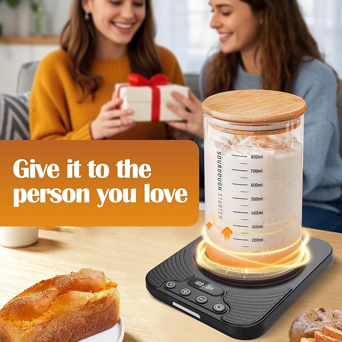 Sourdough Starter Warmer Mat,Temperature Control Range 70°F-110°F, Accurate to 1°F, with Timer Switch Function(0-24 hours),Smart Memory,Powered by USB,Ideal for Home Baking.(Black)