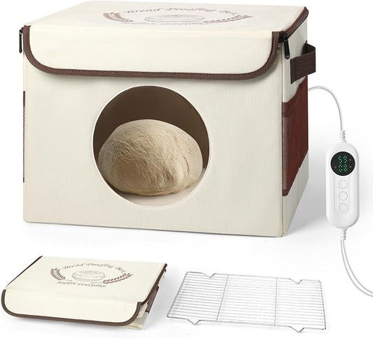 Bread Proofing Box with 86-113℉ Temp Control & 24H Timer, Dough Proofer with Metal Rack, Proofing Box for Sourdough, Bread Baking, Pizza, Yogurt, Kombucha, Space-Saving