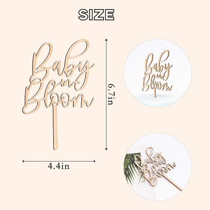ZAIBIANHAO Baby in Bloom Cake Topper | ,Baby Shower Cake Sign,Pregnancy Reveal, Baby shower Decorations,Birth Announcement, Custom Baby Cake Topper