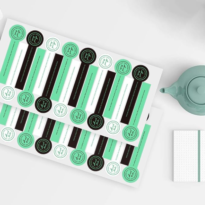 800pcs Handmade Food Baking Seal Stickers, Black Green White Self Adhesive Bakery Stickers, 3.9in Long Strip Tamper-Proof Packaging Sealing Labels for Lollipop Cake Cookie Bread