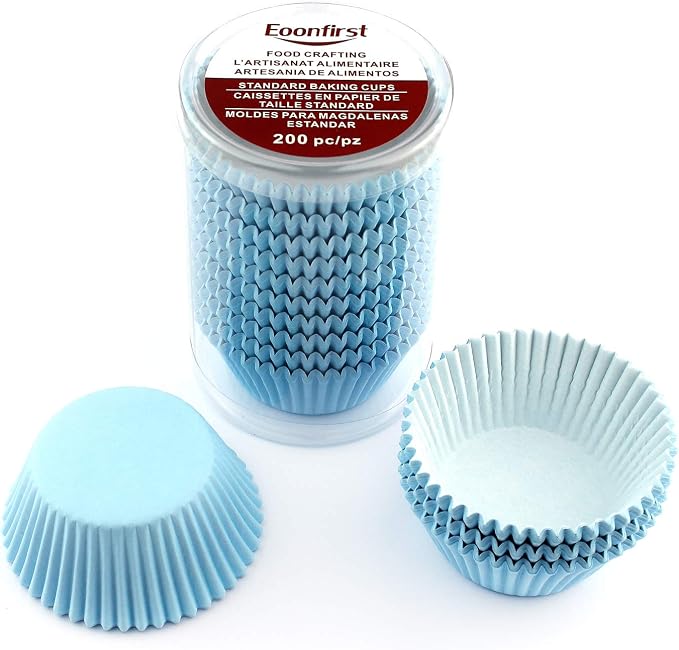 Standard Size Baking Cups Cupcake Liners 200 Pcs (Light Blue)