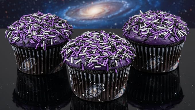 NCS Black, Pearlized Purple & Silver Jimmies Edible Sprinkles – Cupcake, Cake & Cookie Decorations, 7 oz