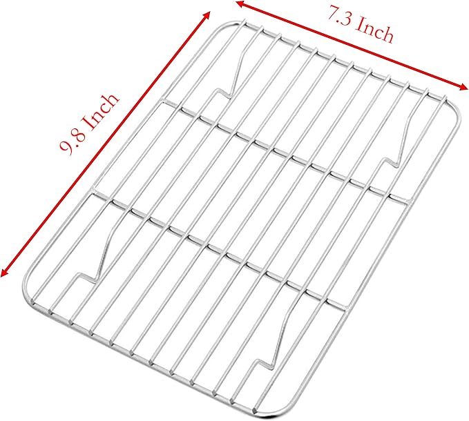 Line Roasting Racks, 1 Pcs 9.8 Inch x 7.3 Inch High Strength Stainless Steel Grill Racks for Baking and Cooling of Barbeque in Oven, Party, Dinning and Outdoors (9.8 inch)