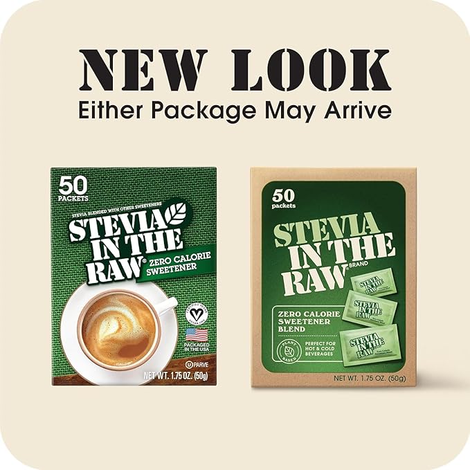 Stevia In The Raw, Plant Based Zero Calorie, Sugar Substitute, No Erythritol, Sugar-Free Sweetener for Coffee, Hot & Cold Drinks, Suitable For Diabetics, Vegan, Gluten-Free, 50 Count Packets (12 Pack)