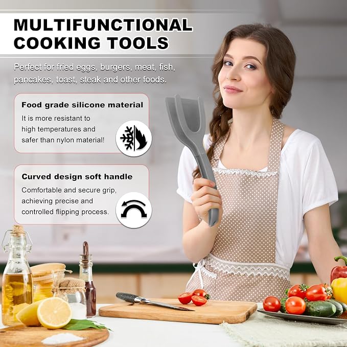 Silicone Spatula, BPA Free Kitchen Spatula, High Heat Resistant Rubber Spatulas, Ideal Kitchen Utensils for Non-Stick Pans, Sautéing, Frying, Baking, Turning and Flipping