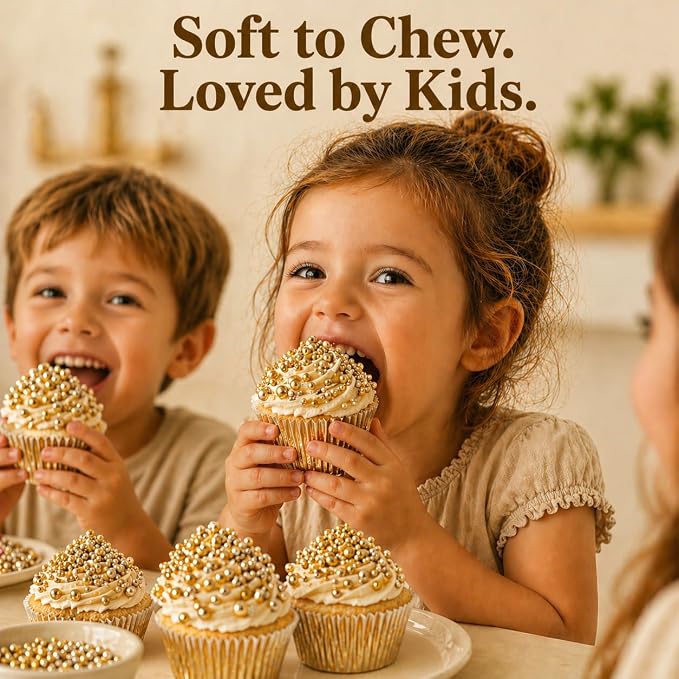 Confect Champagne Gold Sprinkles for Christmas Cakes & Cupcakes – Birthday Sprinkles – Edible Cake Topping for Cupcakes, Cookies, Desserts – Celebration Baking Decoration – Vegan, Gluten-Free, Nut-Free, Soy-Free, Dairy-Free , Handcrafted Sprinkle - 5 Oz