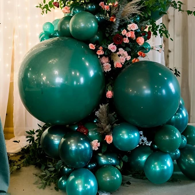 Voircoloria 110pcs Dark Green Balloons 12inch Green Latex Party Balloons for Birthday, Graduation, St. Patrick's Day, Christmas, Baby Shower, Dinosaur Party, Anniversary Party Decorations