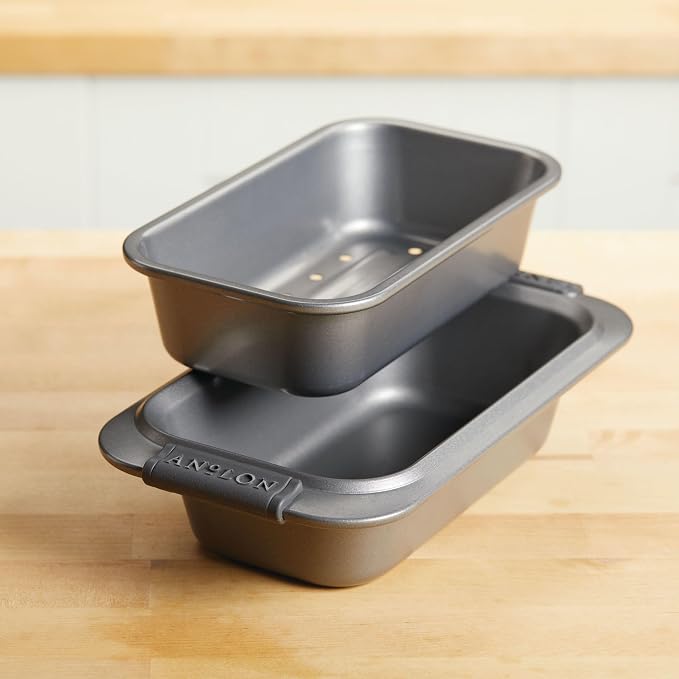 Anolon Advanced Bakeware Nonstick Bread Loaf Pans Set, 2-Piece, Gray