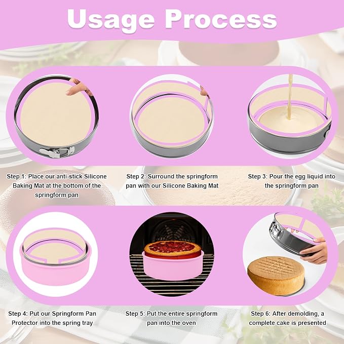 LynxLink Silicone Springform Pan Protector with Baking Mat Set for 9 inch Cheesecake Pan,Baking Pan,Cake pan - Cheesecake Water Bath Protector and Prevent Cake from Sticking to Bottom and Side