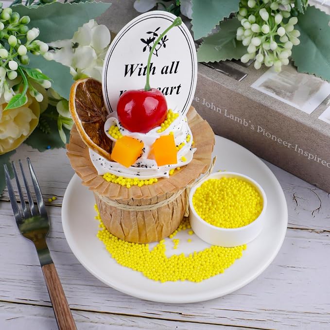 Yellow Nonpareils Sprinkles - 2mm Edible Mini Pearl Sprinkles for Cake Decorating, Cupcake, Cookie, Baking, Donuts, Ice Cream Toppings, Wedding Party Supplies 130g/4.58oz