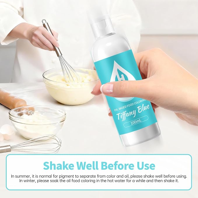 Tiffany Blue Oil Based Food Coloring for Chocolate – Herbeklab 100ml Professional Concentrated Oil Food Dye for Candy Melts, Chocolate, Cake Pops, Strawberries & Baking