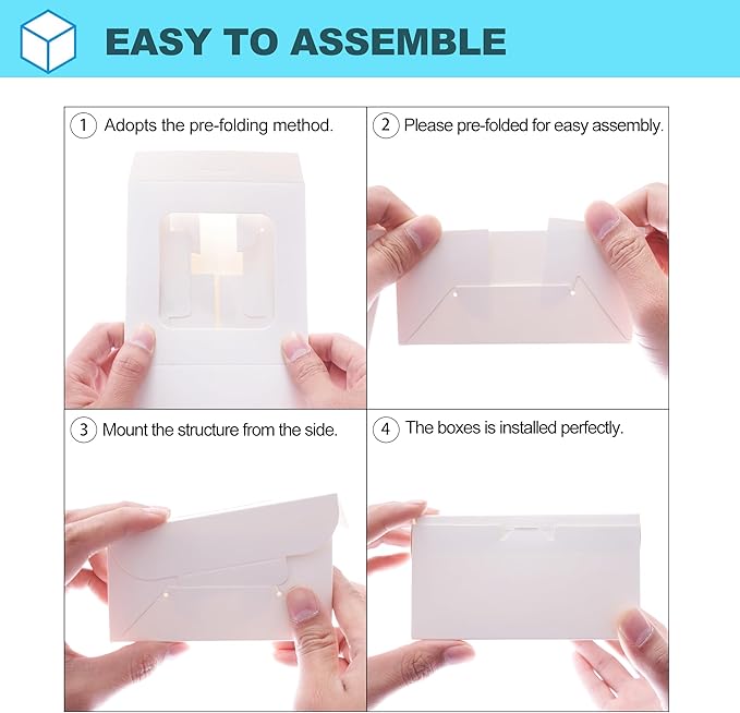 Zzrywuty 50 Packs 5x5x2.5in White Cookie Boxes, Bakery Boxes with Window, Mini Cake Boxes, Food Container Boxes for Cookies, Pastry, Pie, Strawberries, Donuts, Candy, Desserts, Small Cake