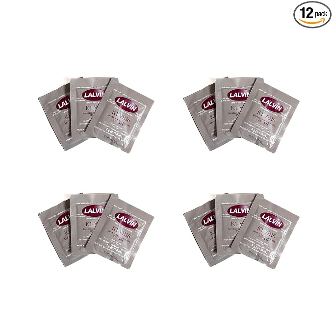 Craft A Brew - Lalvin K1-V1116 Wine Yeast - Neutral Dry Wine Yeast - For Traditional or Fruit Wines - Ingredients for Home Fermenting - Wine Making Supplies - 12 Pack