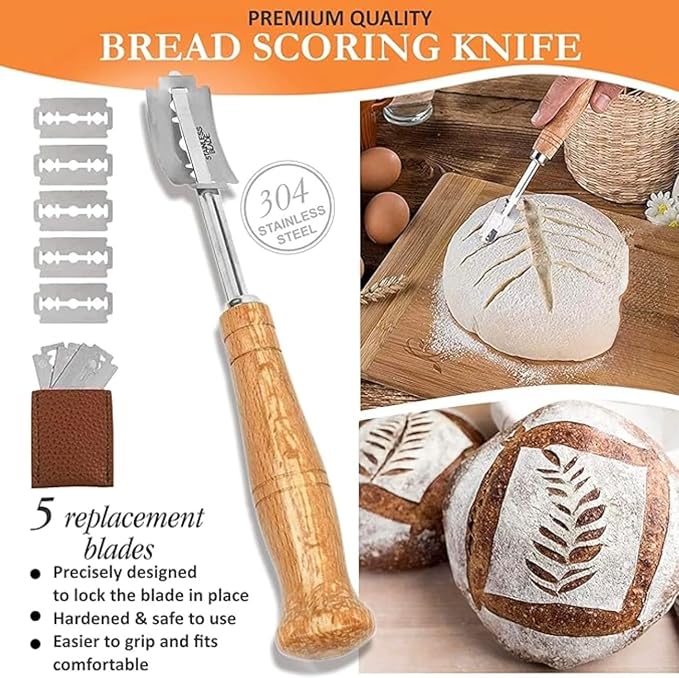 Premium Bread Proofing Basket Set – 9" Round & 10" Oval Sourdough Baskets with Dough Whisk, Bread Lame, Scraper & Silicone Brush – Rattan Bread Baking Kit for Perfect Fermentation & Artisan Loaves