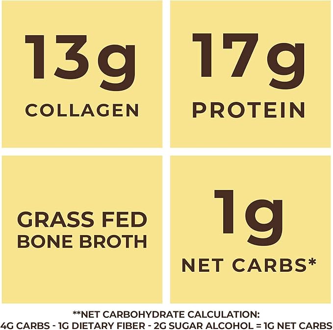 16oz Vanilla Bone Broth Protein Powder From Grass Fed Beef - Non-GMO Ingredients, Gut-Friendly, Low Carb Dairy Free Protein Powder - Natural Collagen Source For Joint Support - Keto Friendly