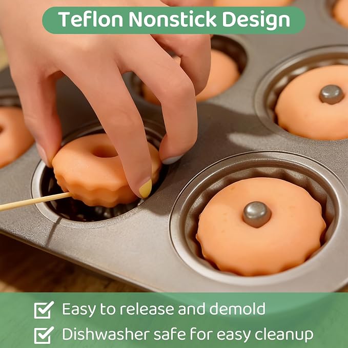 2 Pack Mini Bundlette Cake Pans for Baking, 24-Cavity Mini Fluted Cake Pans, Nonstick Carbon Steel Bundtini Cake Molds, Mini Pound Cake Pan for Cupcakes, Donuts, Cornbread, Brownies, Jellies