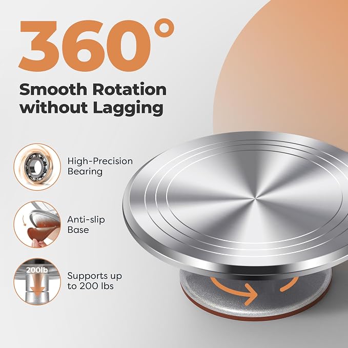 Kootek 71PCs Cake Decorating Kit, Baking Supplies Tools with 12" Aluminum Revolving Cake Turntable, 12 Piping Tips Set, 50 Pastry Bags, 2 Frosting Spatulas, 3 Scrapers, Leveler, Coupler, Cake Board