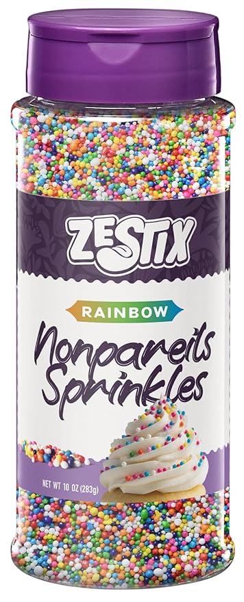Rainbow Nonpareils Sprinkles 10 oz – Kosher Mini Round Sprinkles for Baking, Cupcakes, Cookies, Cakes & Ice Cream Decorations