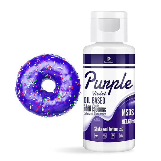 Oil Based Food Coloring - Vibrant Food Coloring for Chocolate, Candy Melts, Baking, Cake Decorating - Upgraded Edible Food Color Dye for Icing, Fondant,Butter, Cookie, DIY Crafts - 2 Fl.oz (Purple)