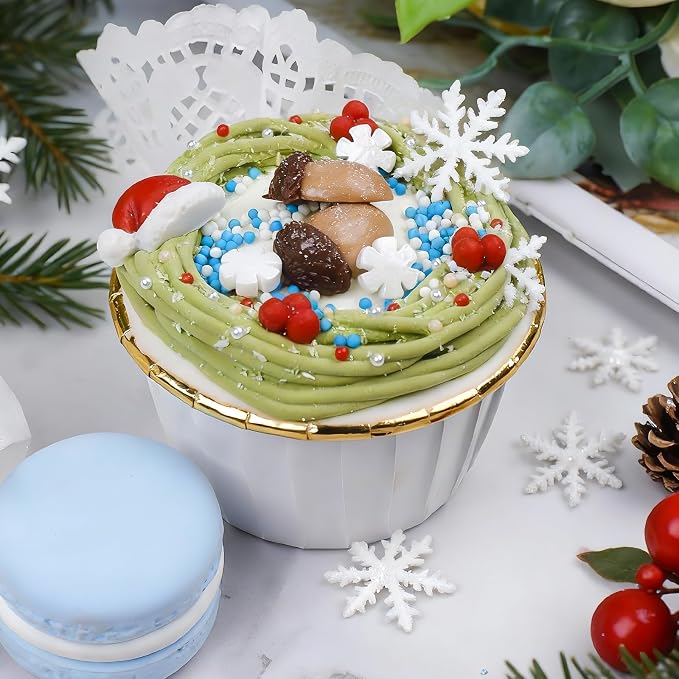 Winter Frozen Snowflake Sprinkles for Cake Decorating 5 oz, Christmas & Holiday Blue and White Sprinkles Edible Jimmies Nonpareils and Sanding Sugar for Cookies, Baking, Cakes, Cupcakes Desserts Decorating