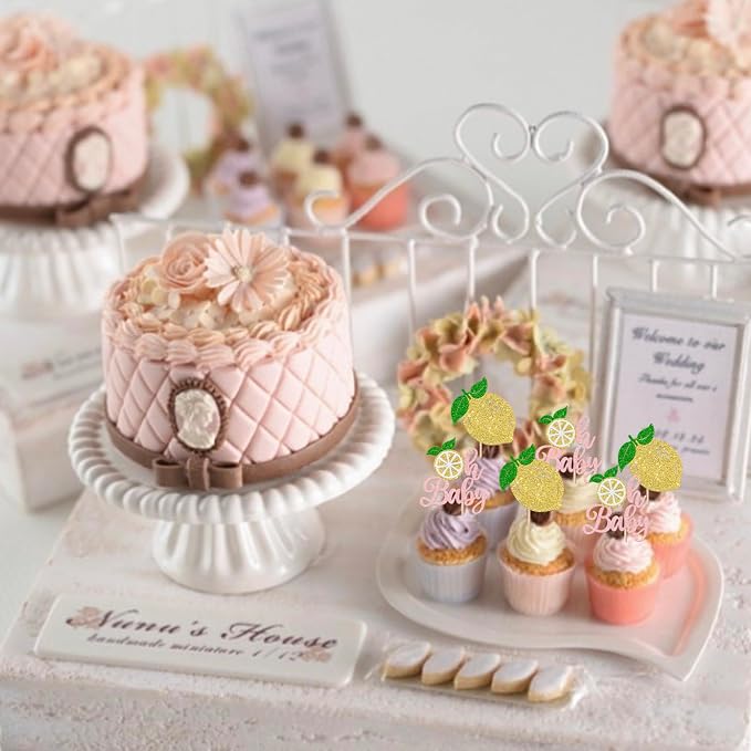 Rsstarxi 24 Pack Lemon Oh Baby Cupcake Toppers - Lemonade Baby Shower & Birthday Party Decorations