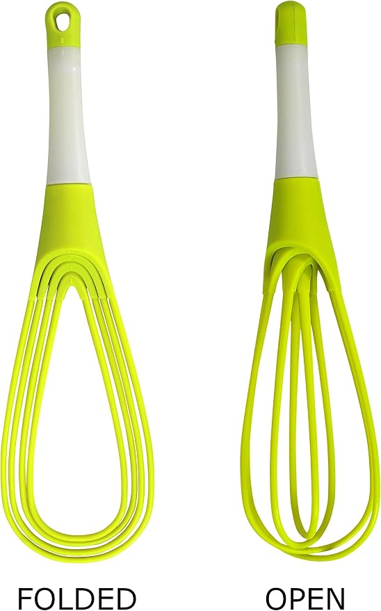 Iconikal 12-Inch Collapsible 2-In-1 Balloon/Flat Whisk, Green