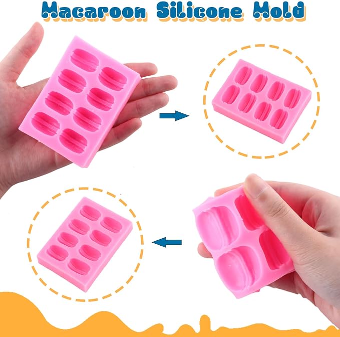 Mujiang 3D Macaroon Hamburger Silicone Molds Macaron Fondant Mold Macaron Chocolate Mold For Cake Decorating Cupcake Topper Gum Paste Candy Polymer Clay Set Of 1
