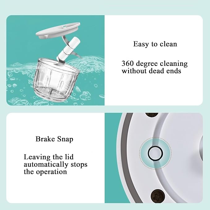 350ML Electric Garlic Chopper, Portable Veggie Chopper,Garlic Grinder Masher Onion Chopper, Blender to Vegetable, Cordless Food Processor for Ginger, Chili, Fruit, Meat, Spices, Beans, etc